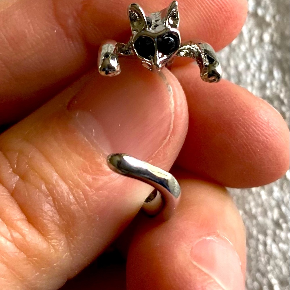 Kitty Cat Silver Tone Ring